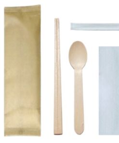 Bộ muỗng nĩa tăm giấy (100 cái)